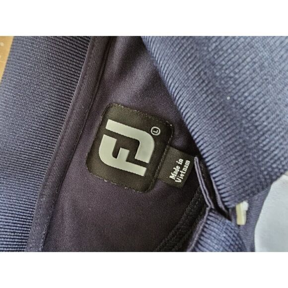 FootJoy Polo Mens Large Blue Striped Club Performance Golf Shirt - Picture 5 of 9